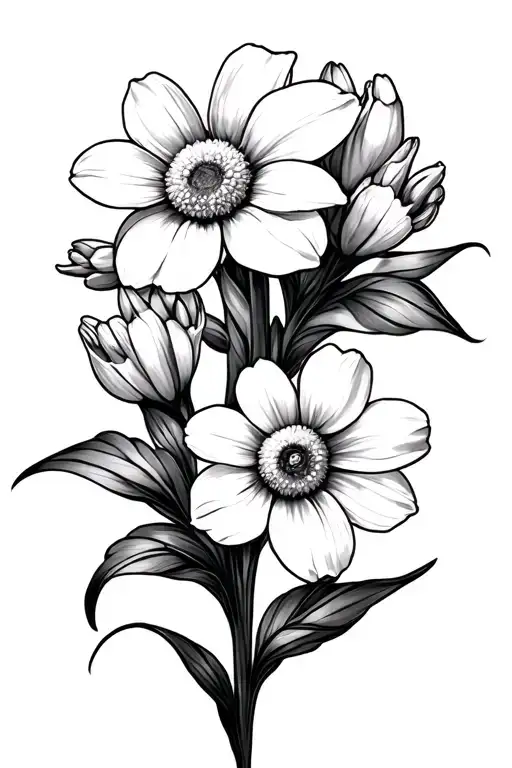 Daisy Sweet Pea And Narcissus