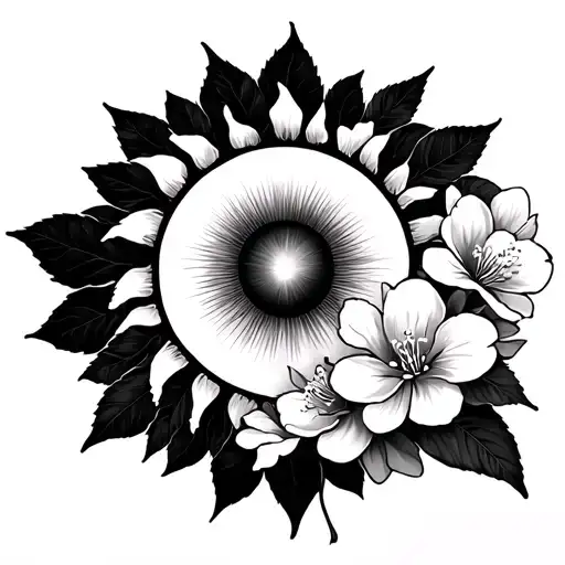 Sun And Cherry Blossoms On Shoulder