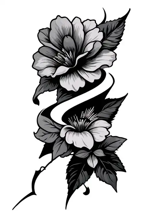 Lightning Bolt With Flower Vine Wrapping