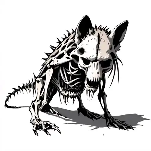 Hyena Skeleton Gore Creepy Monster