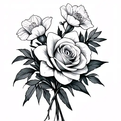 Birth Flower Bouquet Rose Daffodil Flowers