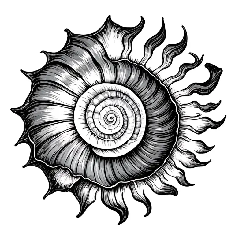 Conch And Sun Ray Minimalist Organic Shapes Small