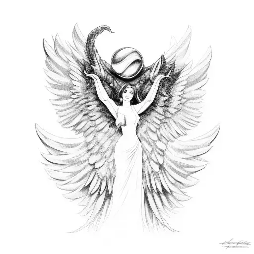 Angel Falling With One Demon Wing One Feather Wing