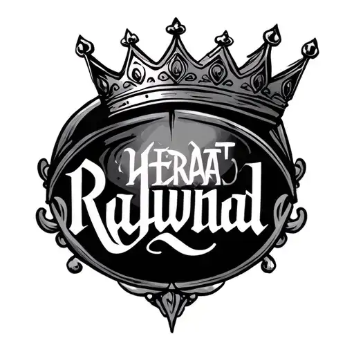 Name Rajwinder With Crown At Start And Herat At End