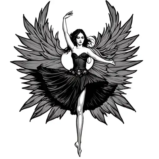 Nirvana Symbol And Pole Dancer Gracefully Twirling