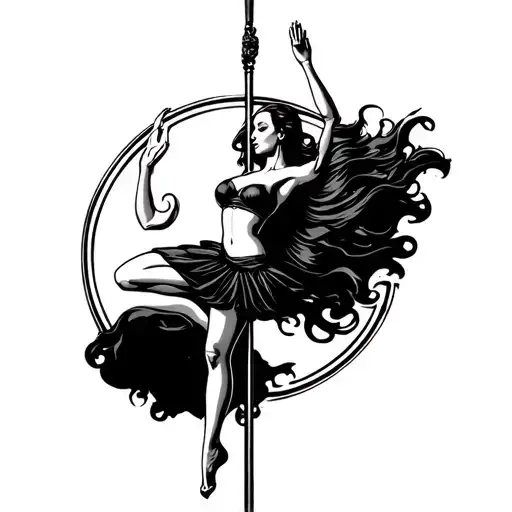 Nirvana Music Symbol And Pole Dancer Gracefully Twirling