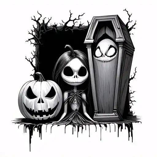 Jack Skellington Sally Zero Pumpkin Coffin