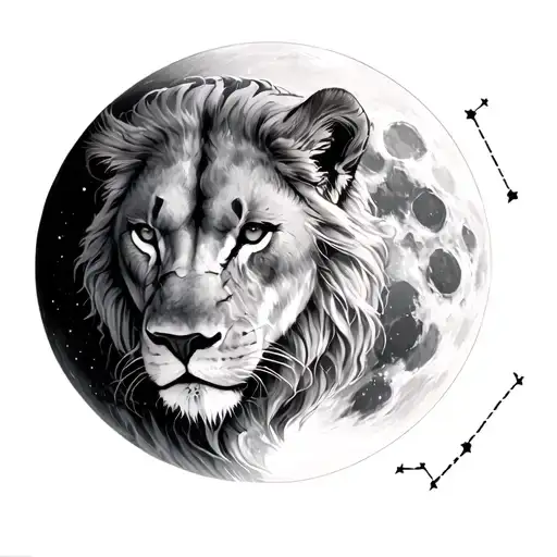 Leo Constellation Surrounded By A Full Moon
