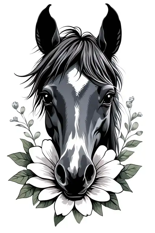 Horse Face And Flower