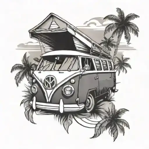 Camper Van Bay Window Beach Background