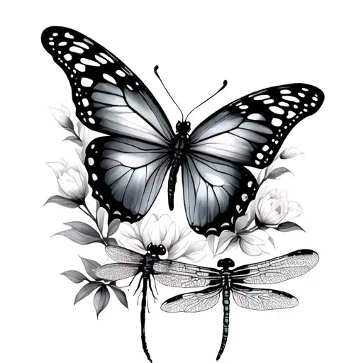 Butterfly And Dragonfly