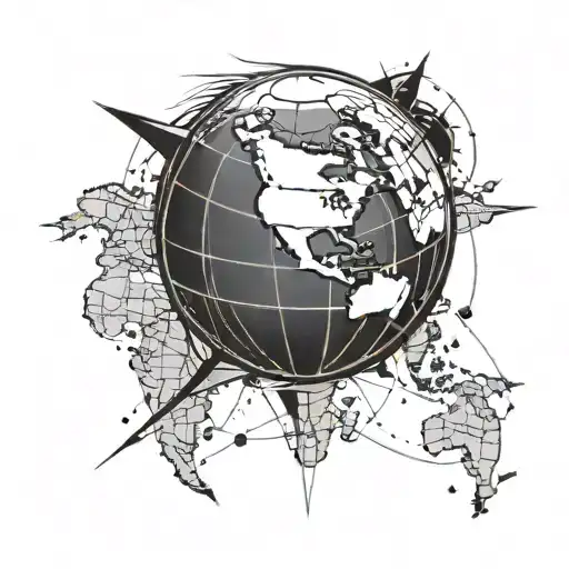 A Basketball Combine With A Compass In A Worldmap