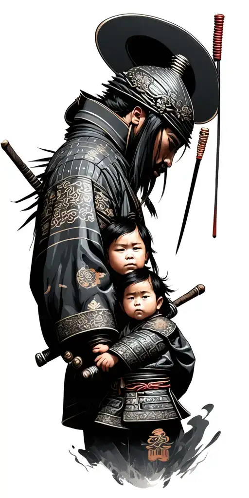 Samurai With A Samurai Child