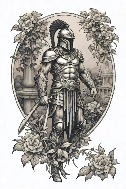 Spartan Warrior In A Garden Scene