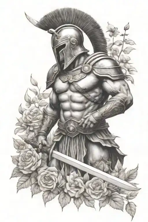 Spartan Warrior In A Garden Scene