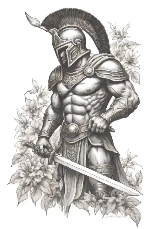 Spartan Warrior In A Garden Scene