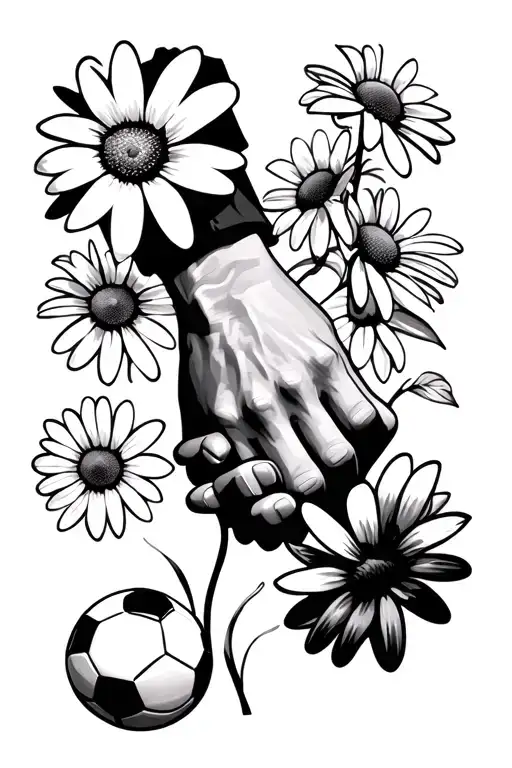 Daisys Football Pitch Holding Hands