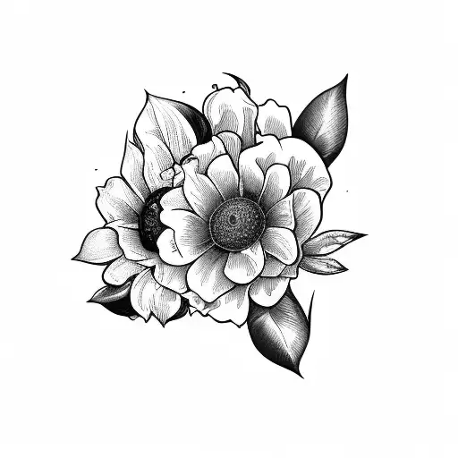 Add Round Black Boarder Frame With American Traditonal Style Flowers