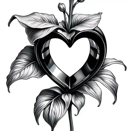 Anthurium Heart Wedding Rings Name