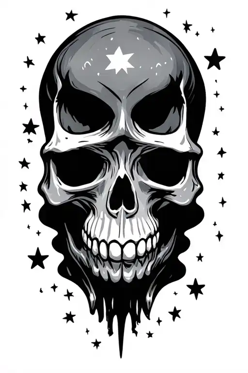 Offspring Skull Logo Incorporated With Stars Scattered