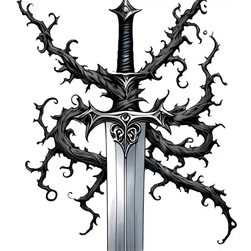 Sword With Vines Wrapped Loosely