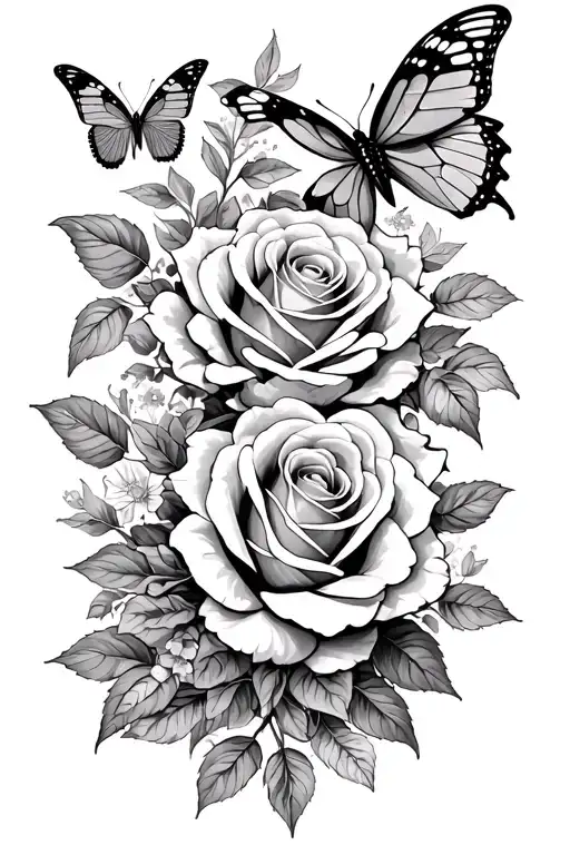 Roses And Butterflies And Fleur-de-lis