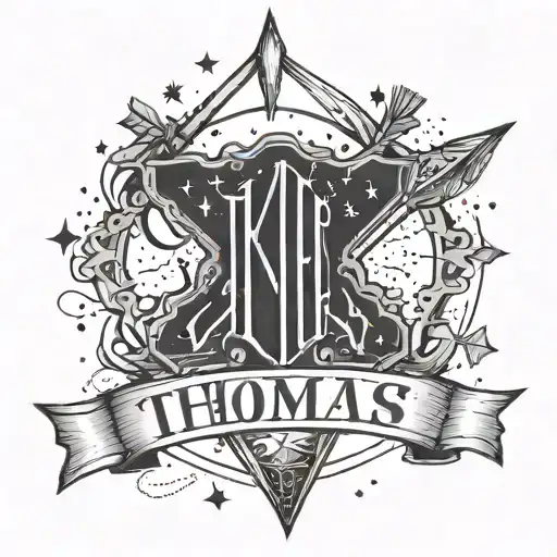 The Name Thomas Written In Script Surrounded By Stars Ans Underlined With An Arrow