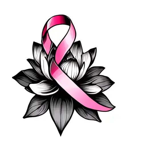 Pink Ribbon And Lotus Flower