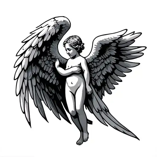 Traditional Angel Wings Standing Up With Baby
