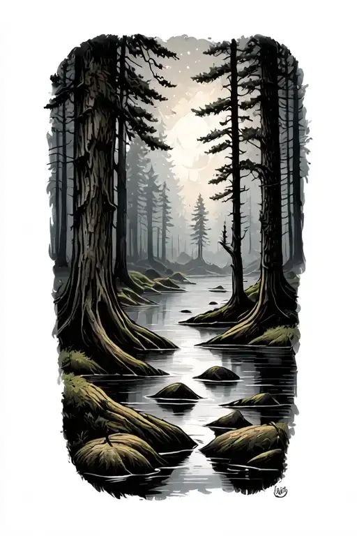 Flooded Timber Woods Surrounded