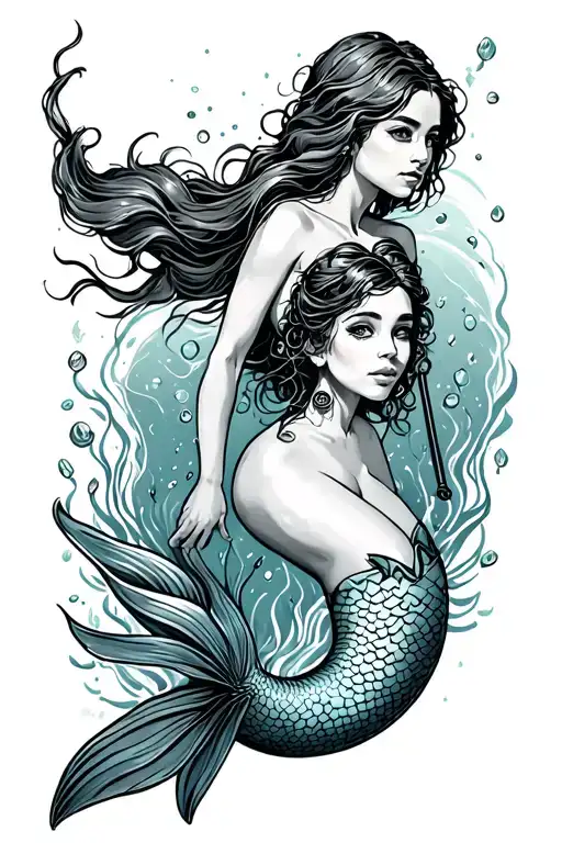 Scuba Diving And Mermaid