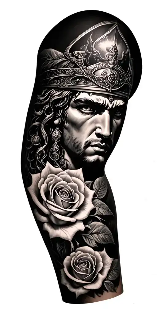 Saint Florian Realistic Upper Arm Eye With Roses Fore Arm