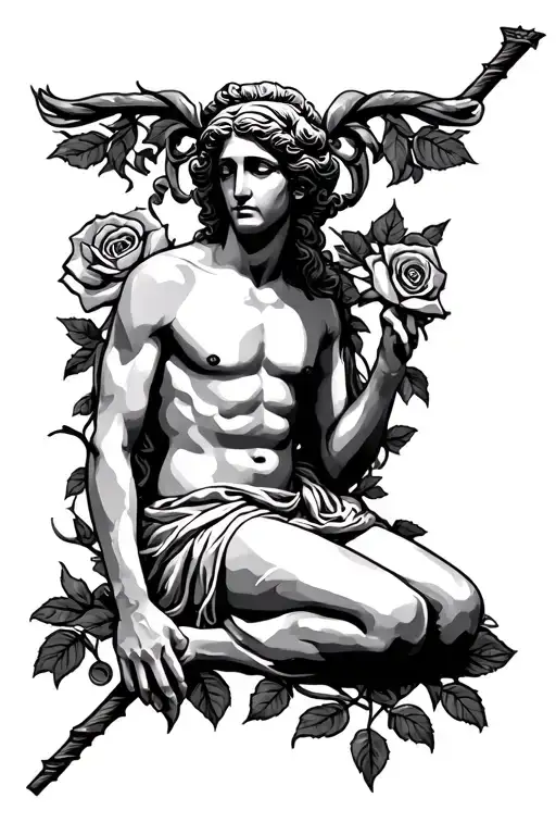 Rose Sitting On Of Staff Of Aesculapius