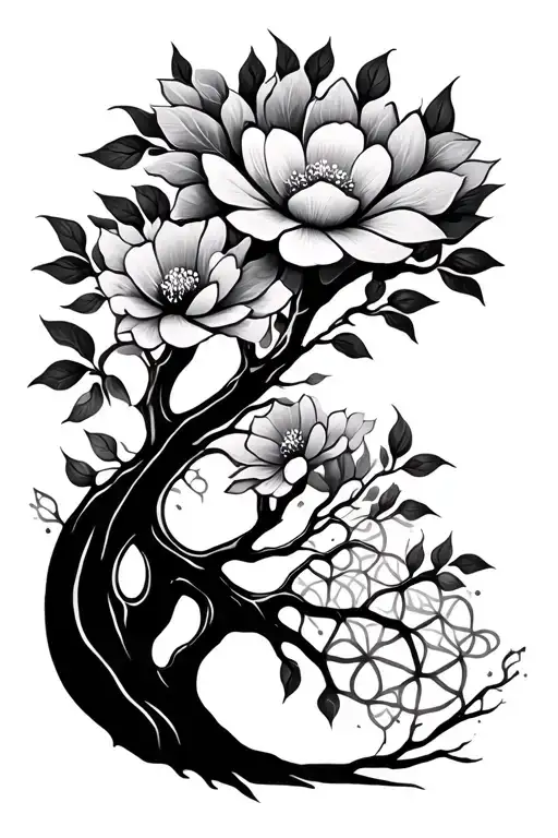 Tree Of Life With Flower Of Life Intertwined
