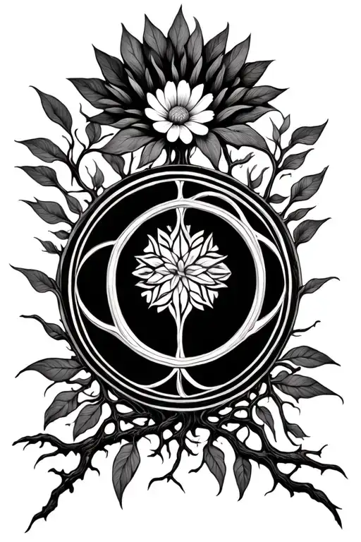 Tree Of Life With Flower Of Life Intertwined