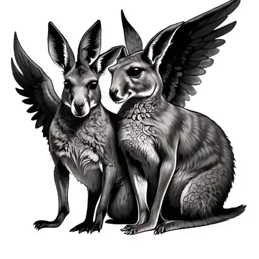 The Paired Tattoos Of The Lovely Kangaroo Angel And Demon