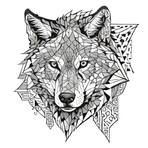 A Wolf Formed By Intricate Geometric Shapes And Patterns