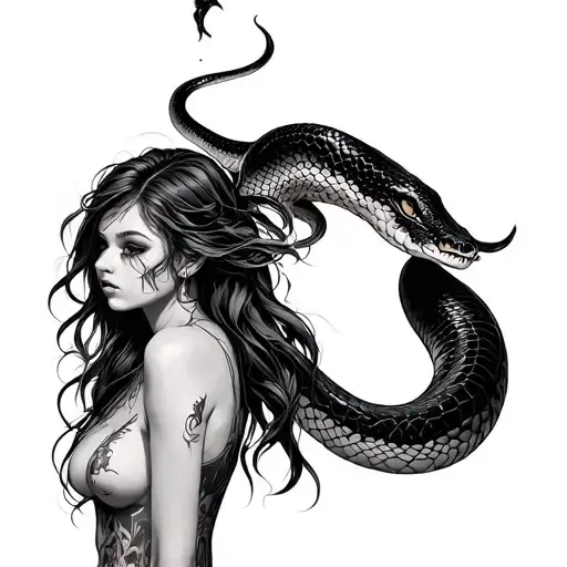 A Girl Whose Upper Body Is Human And Lower Body Of A Snake Tail