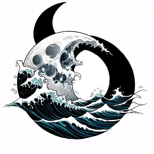 Moon And Waves