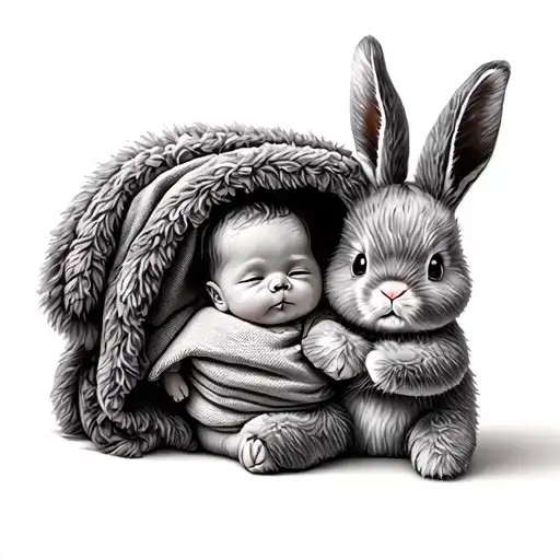 Jellycat Rabbit Holding Baby Blanket
