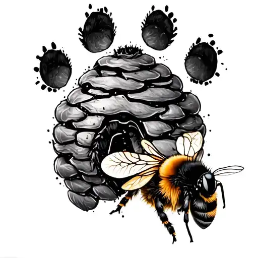 My Dogs Paw Print And A Bumble Bee Hive