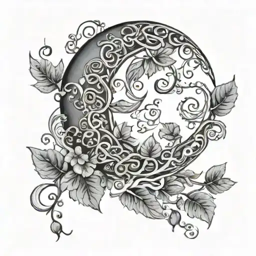 Crescent Moon Wrapped In Vines
