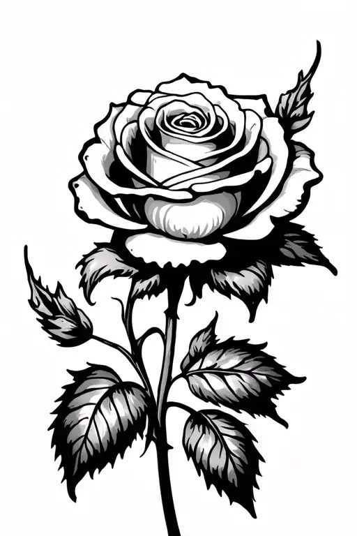 Fine Line Rose With Larkspur Swirled Lines