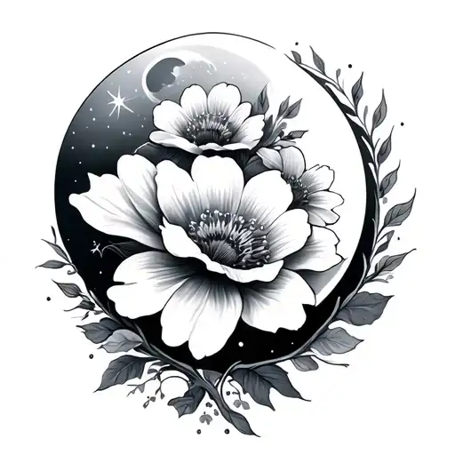 Flowers With The Moon