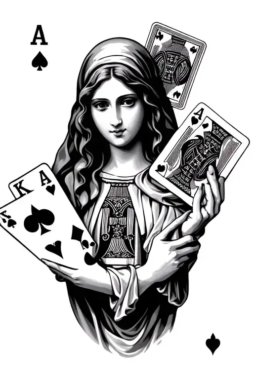 Mary Holding 3 Ace Cards
