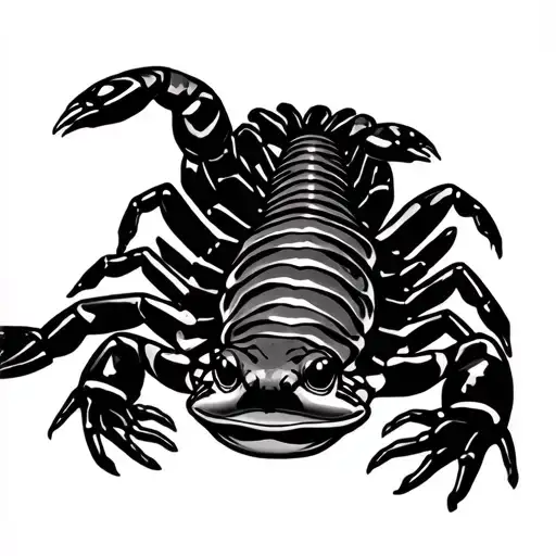 Scorpion Sitting On A Frog Swimming