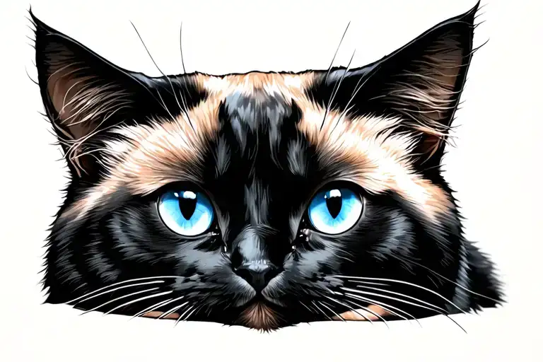 Black And Beige Cat With Blue Eyes