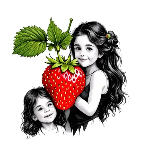 Mom Strawberry With Children Strawberry