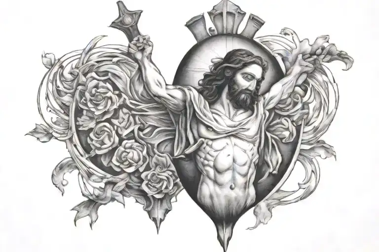 Upper Half Of Jesus On The Cross With Clouds Surrounding