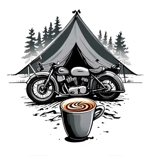 Tent Coffee And Motorcycle